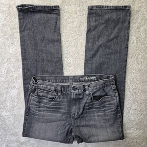 Outerknown Sea Jeans Mens 33/34 Gray Local Straight Whisker Fade Surf Coastal